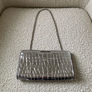 Milly clutch / shoulder bag (silver, mock croc)